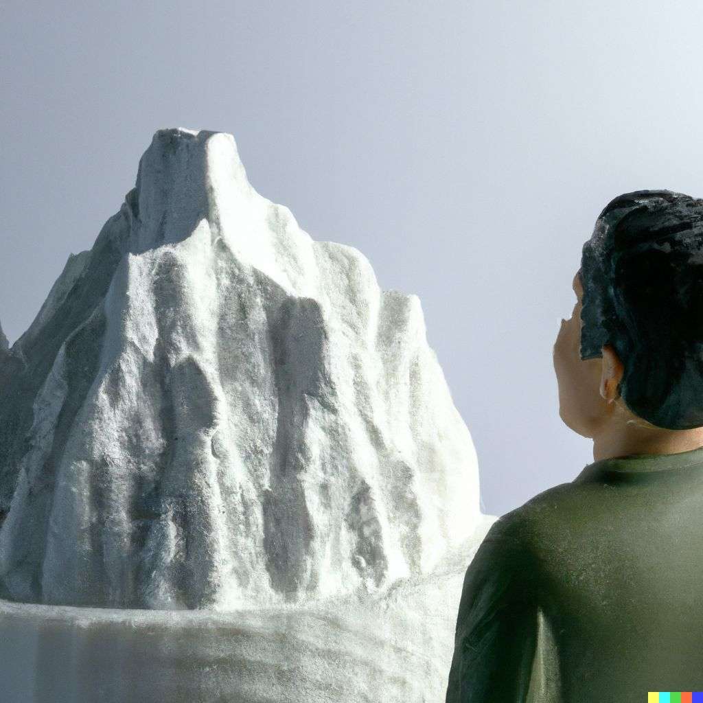 someone gazing at Mount Everest, 3D-printed model
